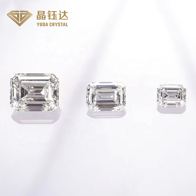 Excelente corte de esmeralda de forma elegante HPHT Laboratorio creado diamante pulido para anillos